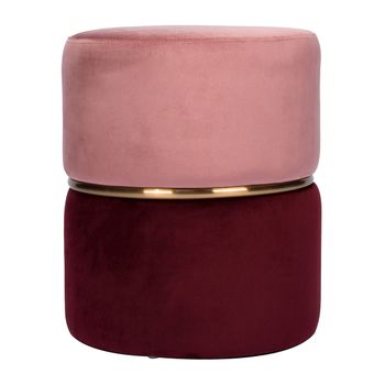 Puff Em Metal E Tecido Rosa E Dourada